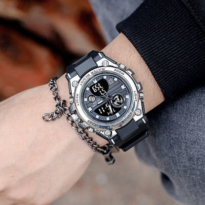 Vyriškas didelio ciferblato elektroninis šviečiantis laikrodis