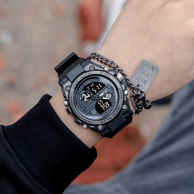 Vyriškas didelio ciferblato elektroninis šviečiantis laikrodis