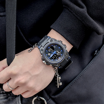 Vyriškas didelio ciferblato elektroninis šviečiantis laikrodis