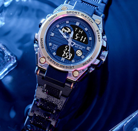 Vyriškas didelio ciferblato elektroninis šviečiantis laikrodis