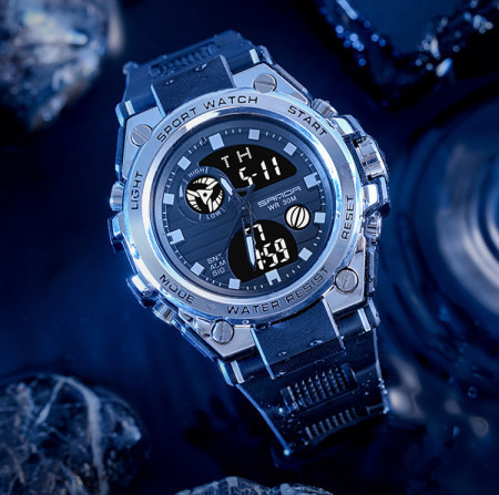 Vyriškas didelio ciferblato elektroninis šviečiantis laikrodis