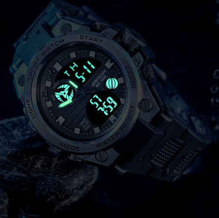 Vyriškas didelio ciferblato elektroninis šviečiantis laikrodis