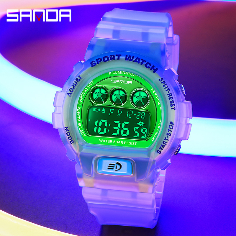 SANDA Vyriški vandeniui atsparūs laikrodžiai Prabangūs prekės ženklo analoginiai skaitmeniniai LED laikrodžiai Moteriški elektroniniai laikrodžiai Vyriški šviečiantys sportiniai rankiniai laikrodžiai
