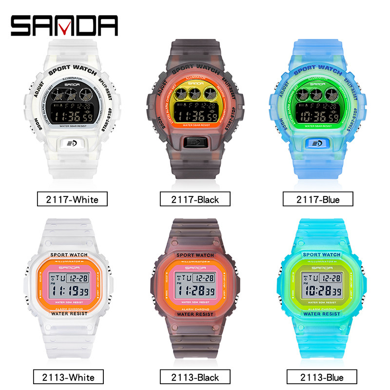 SANDA Vyriški vandeniui atsparūs laikrodžiai Prabangūs prekės ženklo analoginiai skaitmeniniai LED laikrodžiai Moteriški elektroniniai laikrodžiai Vyriški šviečiantys sportiniai rankiniai laikrodžiai