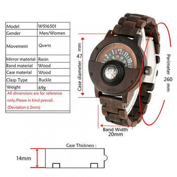 Creative Wood ρολόι Μοναδικό πυξίδα Ξύλινα ρολόγια πικάπ Ανδρικό ρολόι με καντράν ημικύκλιο Ρολόι χαλαζία Retro Hour Relogio Masculino