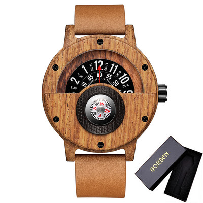 Kūrybinis medinis laikrodis Unikalus kompasas patefonas mediniai laikrodžiai vyriški puslankiu ciferblatu Kvarcinis laikrodis Retro valandėlė Relogio Masculino