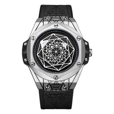 Dviejų spalvų vyriškas laikrodis su eko odos apyranke