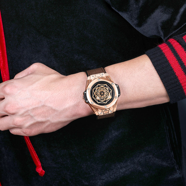 Dviejų spalvų vyriškas laikrodis su eko odos apyranke