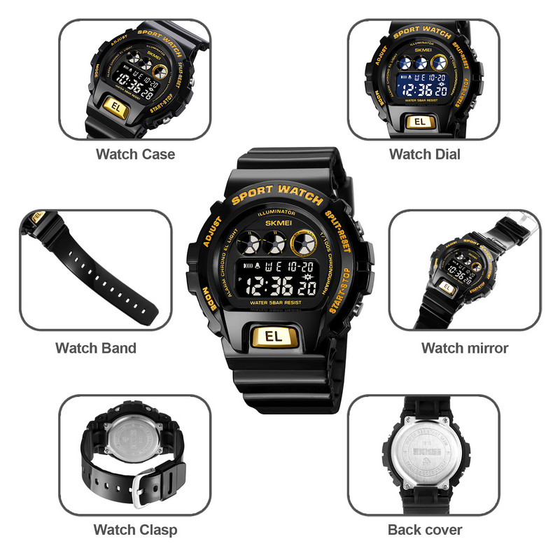 SKMEI Fashion vízálló sportórák férfiaknak női riasztó Chrono LED digitális hétköznapi óra diák karóra Reloj Hombre