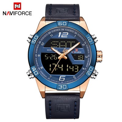 Férfi karórák luxus márkájú férfi bőr sport NAVIFORCE férfi karóra Quartz LED digitális óra vízálló katonai karóra 9134