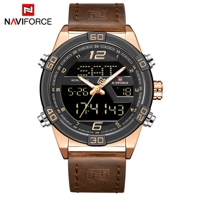 Férfi karórák luxus márkájú férfi bőr sport NAVIFORCE férfi karóra Quartz LED digitális óra vízálló katonai karóra 9134