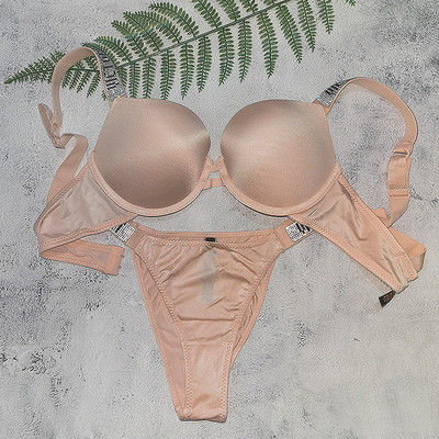 Naujas 2 dalių bikinių rinkinys raidėmis Sexy Bras Kalnų krištolas apatinis trikotažas Moteriški rinkiniai Rožinis Patogus Push Up Didelio dydžio liemenėlės kelnaičių apatinio trikotažo rinkinys