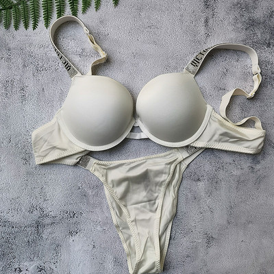 Naujas 2 dalių bikinių rinkinys raidėmis Sexy Bras Kalnų krištolas apatinis trikotažas Moteriški rinkiniai Rožinis Patogus Push Up Didelio dydžio liemenėlės kelnaičių apatinio trikotažo rinkinys