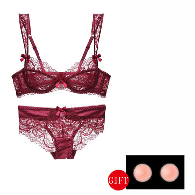 Violetinė moteriška seksualus apatinis trikotažas permatomas liemenėlės ir kelnaičių rinkiniai didelio dydžio siuvinėjimas Push Up nėrinių liemenėlė moteriškų apatinių rinkinys juodas