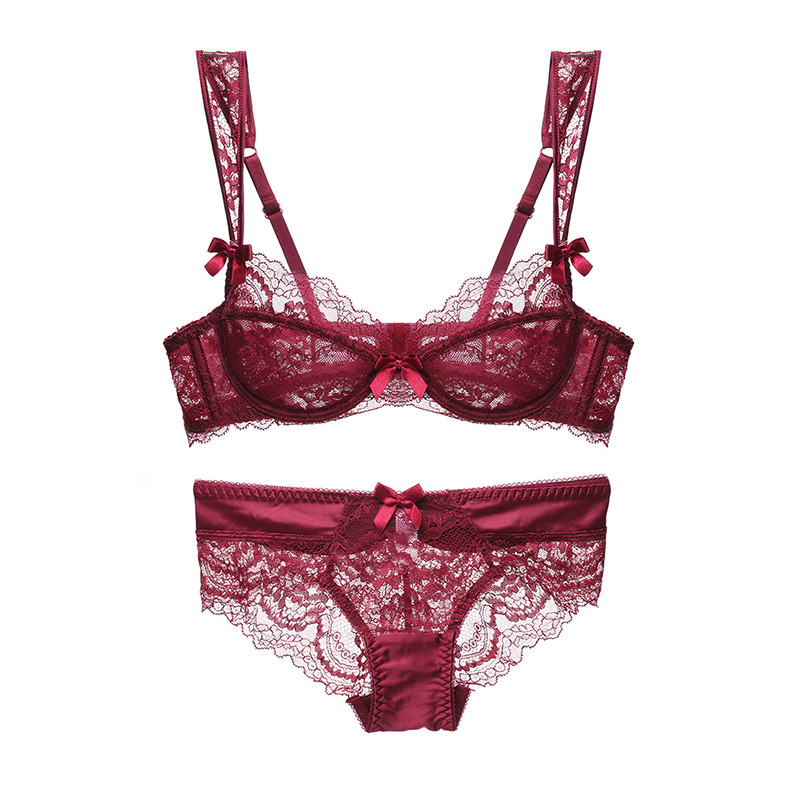 Violetinė moteriška seksualus apatinis trikotažas permatomas liemenėlės ir kelnaičių rinkiniai didelio dydžio siuvinėjimas Push Up nėrinių liemenėlė moteriškų apatinių rinkinys juodas