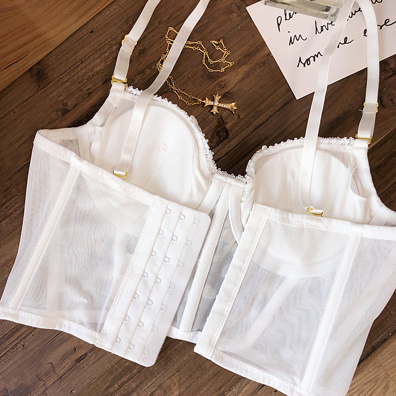 Francuski bijeli cvjetni vez, romantična tanka šalica s jastučićem, žensko seksi push up donje rublje, kompleti grudnjaka s podesivim produljenjem donjeg rublja