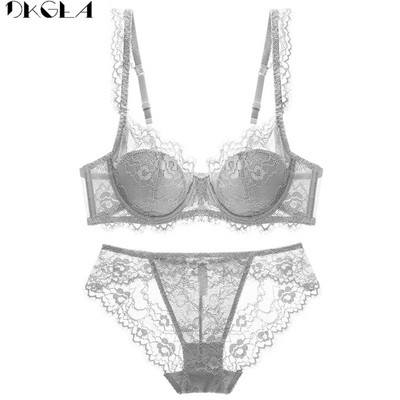 Udobni tanki pamučni grudnjak s izvezenim grudnjacima Zeleni komplet donjeg rublja Sexy DE Cup Plus Size grudnjak Žensko donje rublje Čipkasto crno