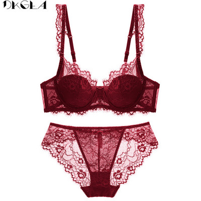 Udobni tanki pamučni grudnjak s izvezenim grudnjacima Zeleni komplet donjeg rublja Sexy DE Cup Plus Size grudnjak Žensko donje rublje Čipkasto crno