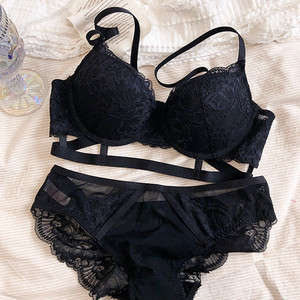 Hollow Out kvaliteetne valge pitsiga seksikas rinnahoidja ja aluspükste komplekt Europe America õhuke paks Push Up naiste aluspesu suures suuruses pesu