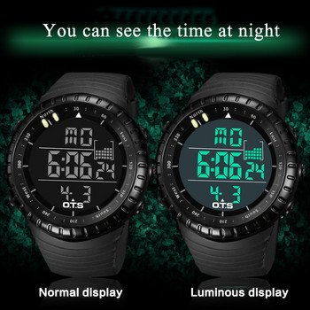 OTS 2021 Led Водоустойчив спортен часовник Моден ежедневен спортен ръчен часовник за гмуркане Военни електронни цифрови армейски мъжки часовници