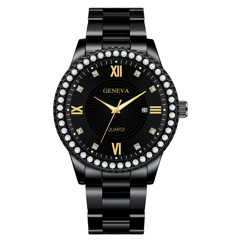 Vyriškas laikrodis Romos deimantų mastelio mada Laisvalaikio sporto vandeniui atsparus plieninis diržas kvarcinis laikrodis pasimatymas Vyriški laikrodžiai Relogio Masculino