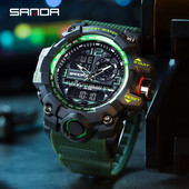 SANDA Military Férfi Sport Army karórák G stílusú Big Dial Analóg Digitális Kvarc Vízálló Férfi Karóra montre homme
