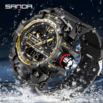 SANDA Военни мъжки спортни армейски часовници G style Голям циферблат Аналогов цифров кварцов водоустойчив мъжки ръчен часовник For Man montre homme