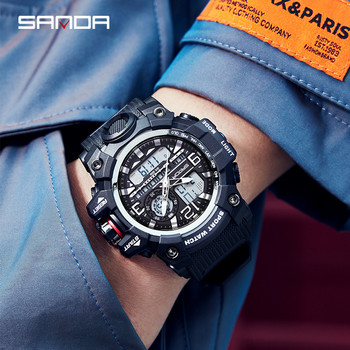 SANDA Военни мъжки спортни армейски часовници G style Голям циферблат Аналогов цифров кварцов водоустойчив мъжки ръчен часовник For Man montre homme