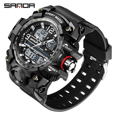 SANDA Military Férfi Sport Army karórák G stílusú Big Dial Analóg Digitális Kvarc Vízálló Férfi Karóra montre homme
