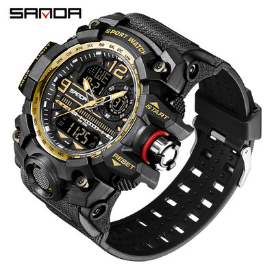 SANDA Military Férfi Sport Army karórák G stílusú Big Dial Analóg Digitális Kvarc Vízálló Férfi Karóra montre homme