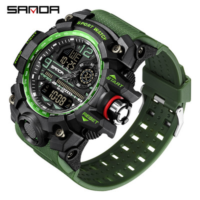 SANDA Military Férfi Sport Army karórák G stílusú Big Dial Analóg Digitális Kvarc Vízálló Férfi Karóra montre homme