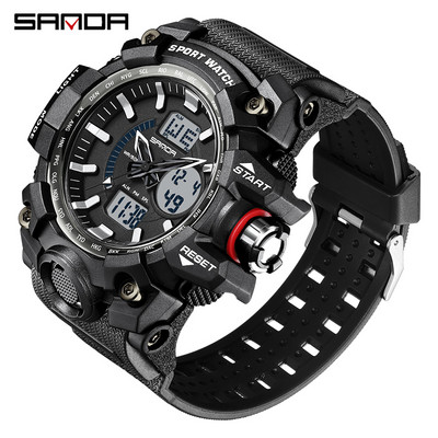 SANDA Military Férfi Sport Army karórák G stílusú Big Dial Analóg Digitális Kvarc Vízálló Férfi Karóra montre homme
