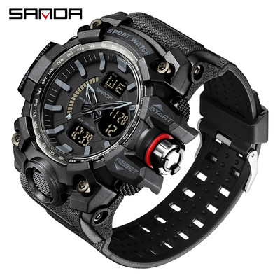 SANDA Military Férfi Sport Army karórák G stílusú Big Dial Analóg Digitális Kvarc Vízálló Férfi Karóra montre homme