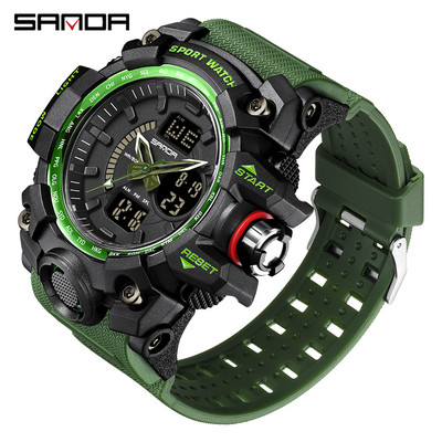 SANDA Military Férfi Sport Army karórák G stílusú Big Dial Analóg Digitális Kvarc Vízálló Férfi Karóra montre homme