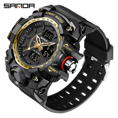 SANDA Military Férfi Sport Army karórák G stílusú Big Dial Analóg Digitális Kvarc Vízálló Férfi Karóra montre homme