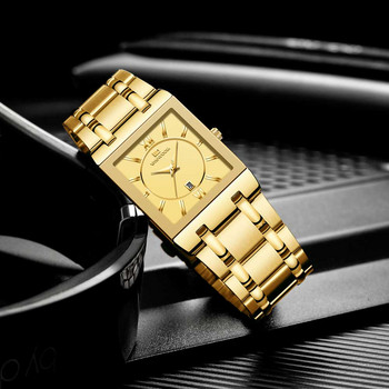 Ανδρικά ρολόγια χειρός τετράγωνο χαλαζία VAVAVOOM Πολυτελή χρυσά ρολόγια αδιάβροχα για άνδρες