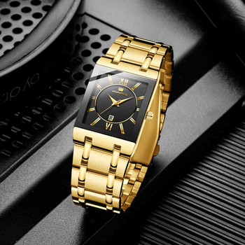 Ανδρικά ρολόγια χειρός τετράγωνο χαλαζία VAVAVOOM Πολυτελή χρυσά ρολόγια αδιάβροχα για άνδρες