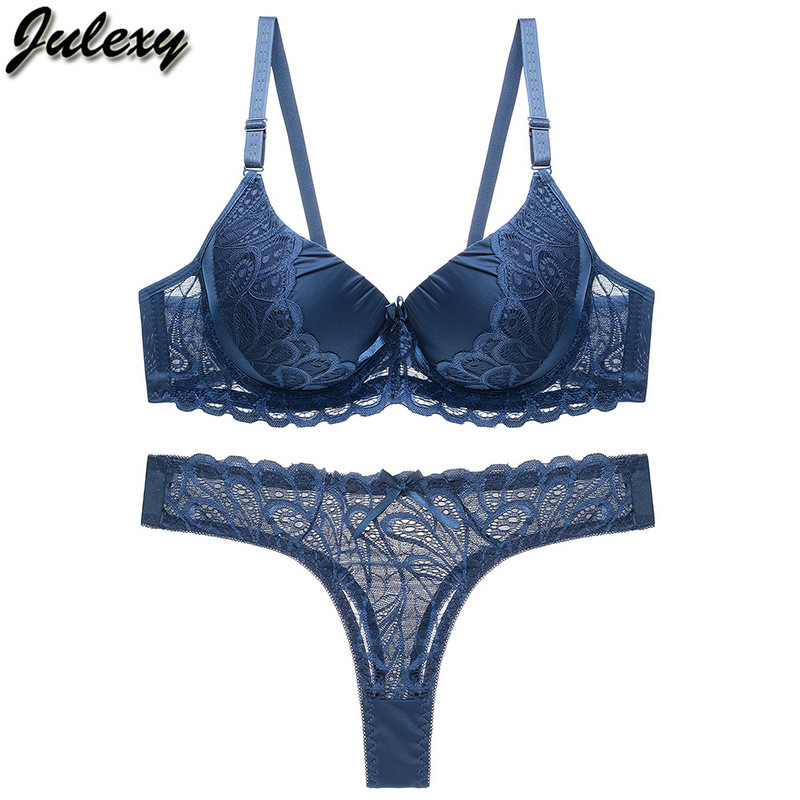 Julexy BC Cup Hollow Out moteriškų liemenėlių rinkinys Push Up Solid Lace Liemenėlės trumpi rinkiniai Intymūs permatomi apatiniai kelnaičių rinkinys
