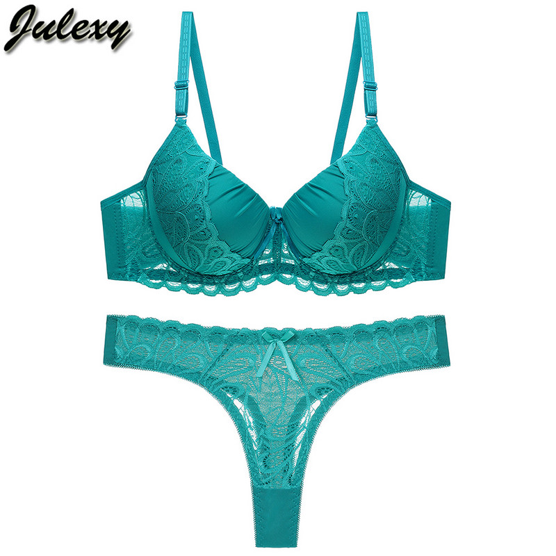 Julexy BC Cup Hollow Out moteriškų liemenėlių rinkinys Push Up Solid Lace Liemenėlės trumpi rinkiniai Intymūs permatomi apatiniai kelnaičių rinkinys