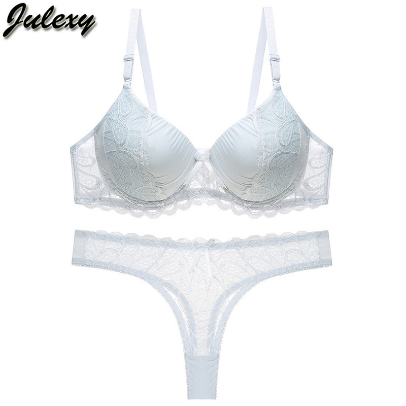 Julexy BC Cup Hollow Out moteriškų liemenėlių rinkinys Push Up Solid Lace Liemenėlės trumpi rinkiniai Intymūs permatomi apatiniai kelnaičių rinkinys