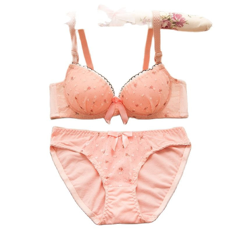 Medvilninė nėrinių liemenėlė su kelnaičių rinkiniu tašku gėlėta mergaičių apatinio trikotažo rinkinys, patogus minkštas apatinis trikotažas