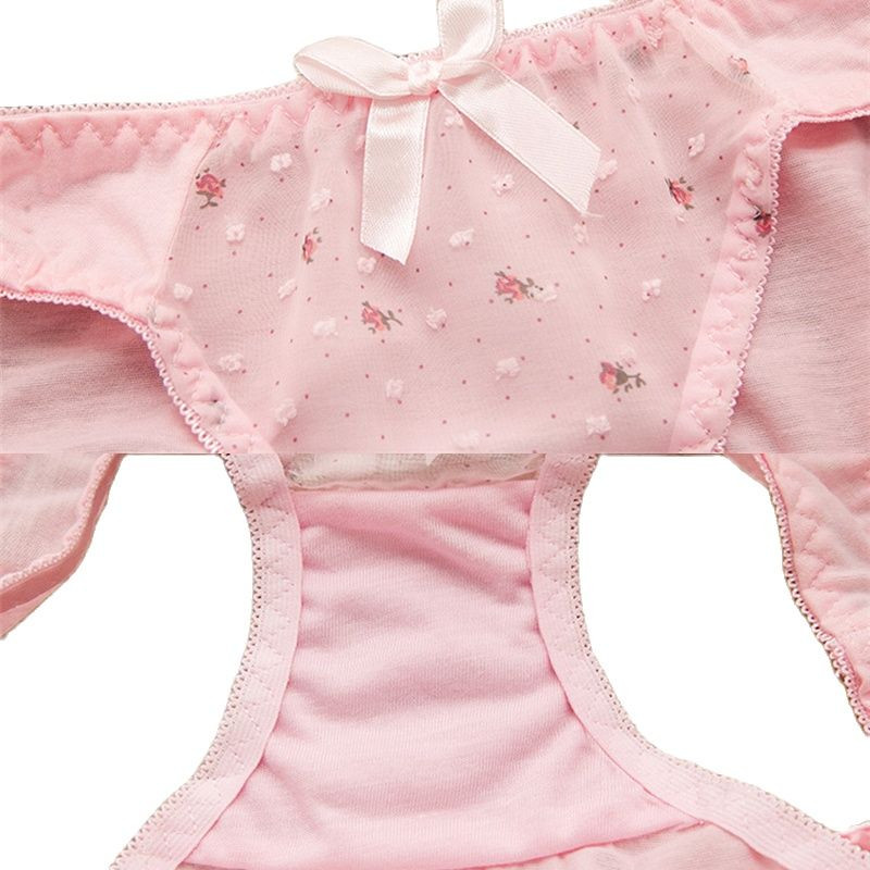 Medvilninė nėrinių liemenėlė su kelnaičių rinkiniu tašku gėlėta mergaičių apatinio trikotažo rinkinys, patogus minkštas apatinis trikotažas