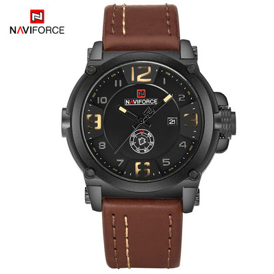 Ceasuri sportive NAVIFORCE de top brand de lux pentru bărbați, ceas militar cu quartz din piele pentru bărbați, ceas rezistent la apă, Relogio Masculino
