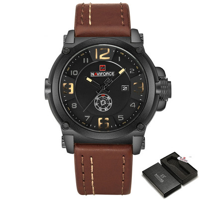 Ceasuri sportive NAVIFORCE de top brand de lux pentru bărbați, ceas militar cu quartz din piele pentru bărbați, ceas rezistent la apă, Relogio Masculino