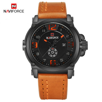 Ceasuri sportive NAVIFORCE de top brand de lux pentru bărbați, ceas militar cu quartz din piele pentru bărbați, ceas rezistent la apă, Relogio Masculino