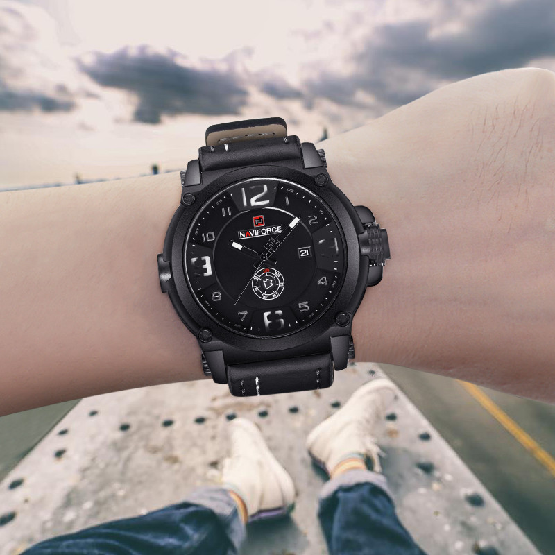 Ceasuri sportive NAVIFORCE de top brand de lux pentru bărbați, ceas militar cu quartz din piele pentru bărbați, ceas rezistent la apă, Relogio Masculino