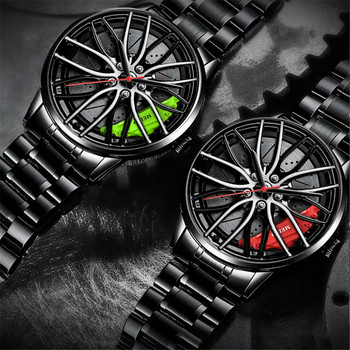 Ανδρικά ρολόγια πολυτελείας Αθλητικά ρολόγια αυτοκινήτου 3D Sport Rim Hub Wheel Wristwatch Car Quartz Ανδρικά ρολόγια Creative Relogio Masculino