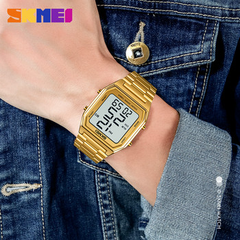 SKMEI Dual Time Large Numbers Simple ανδρικό ρολόι Χρυσό αδιάβροχο φωτεινό χρονογράφο Rose Ultra-thin Electronic Reloj 1735
