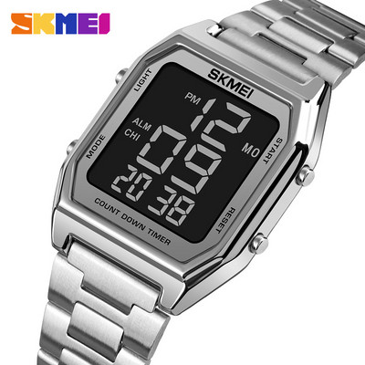 SKMEI kettős idő, nagy számok egyszerű férfi karóra Golden vízálló világító kronográf rózsa ultravékony elektronikus reloj 1735