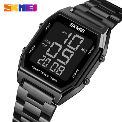 SKMEI kettős idő, nagy számok egyszerű férfi karóra Golden vízálló világító kronográf rózsa ultravékony elektronikus reloj 1735